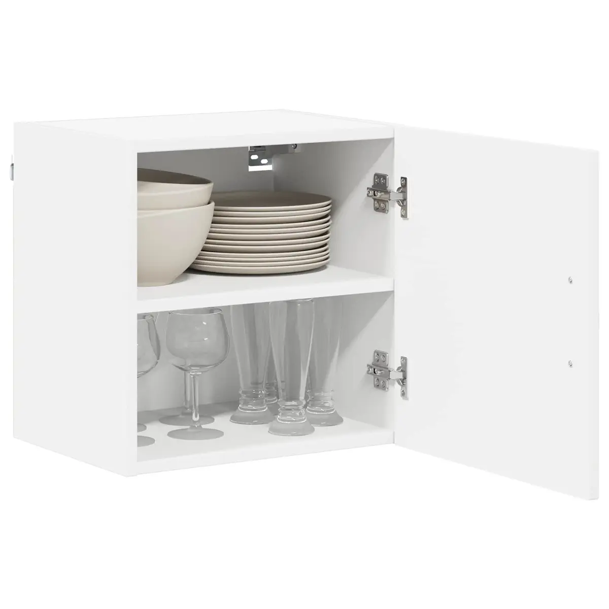Wall Cabinet 2 Pieces White Engineered Wood Kitchen Storage Modern Rectangular