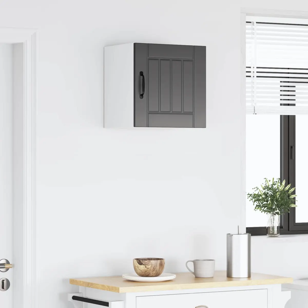 Wall Cabinet Kitchen Storage Dishwasher Panel Black 40 x 31 x 40 cm Modern