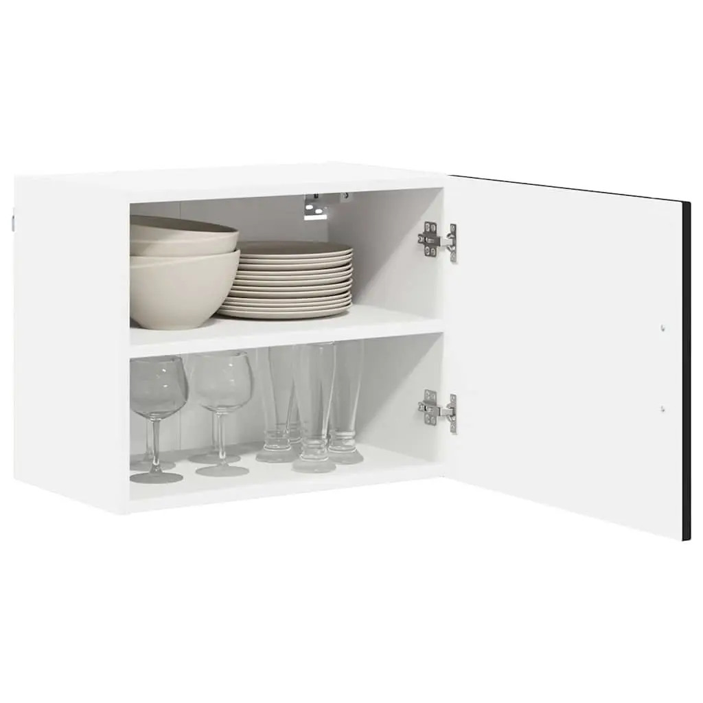 Kitchen Storage Cabinets Set of 2 Engineered Wood Black 50 x 31 x 40 cm