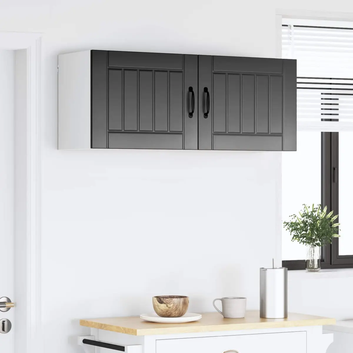 Kitchen Storage Cabinets Set of 2 Engineered Wood Black 50 x 31 x 40 cm