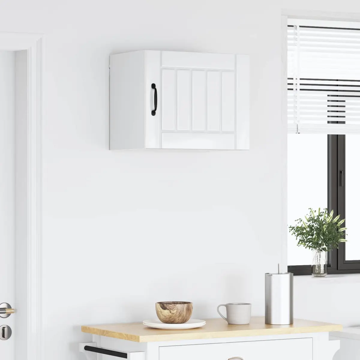 Wall Cabinet with Dishwasher Panel High Gloss White Engineered Wood Kitchen