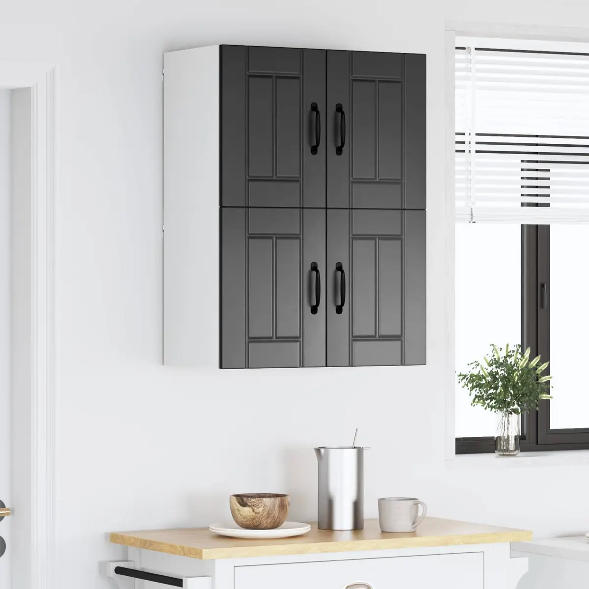 Black Wall Cabinet Set for Kitchen