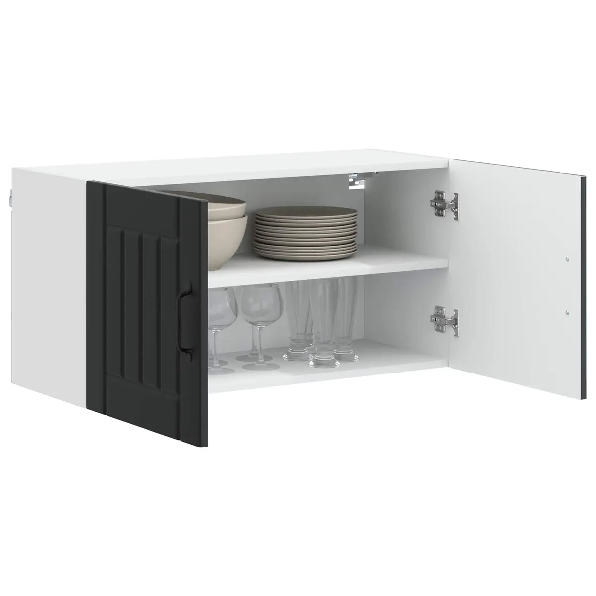 Wall Cabinet Black Engineered Wood Kitchen Storage Cupboard 80 x 31 x 40 cm