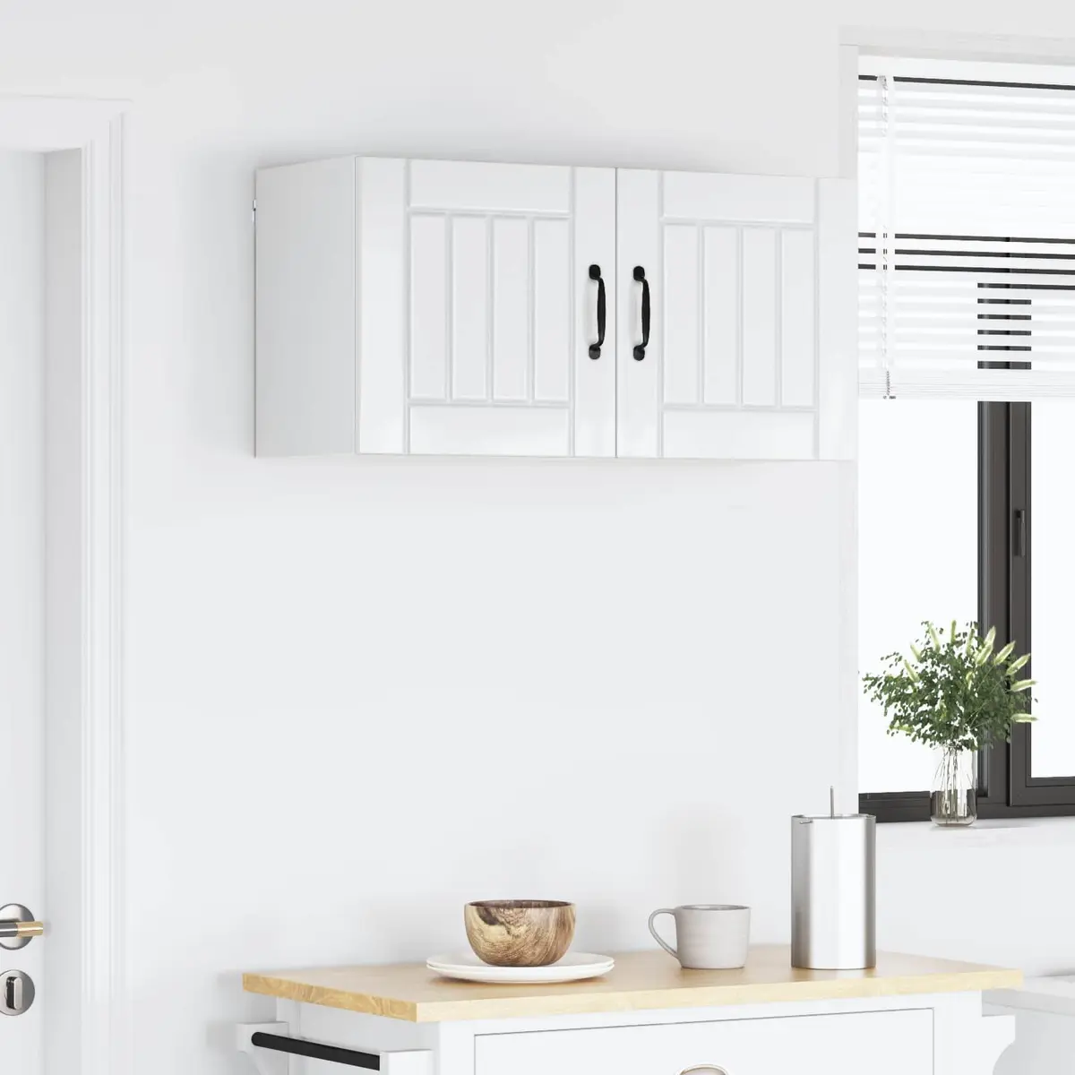 Wall Cabinet Dishwasher Panel High Gloss White Kitchen Storage Engineered Wood