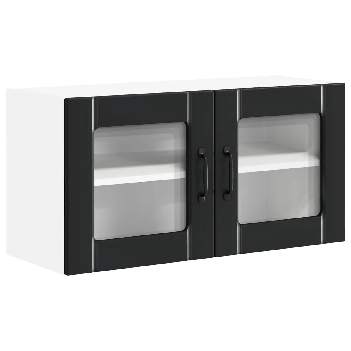 Wall Glass Cabinet Black Kitchen Storage Engineered Wood 80 x 31 x 40 cm Modern