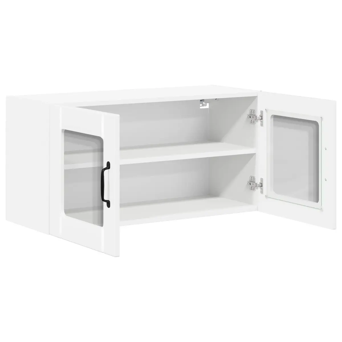 Wall Glass Cabinet Engineered Wood 80cm High Gloss White Modern Kitchen Furniture