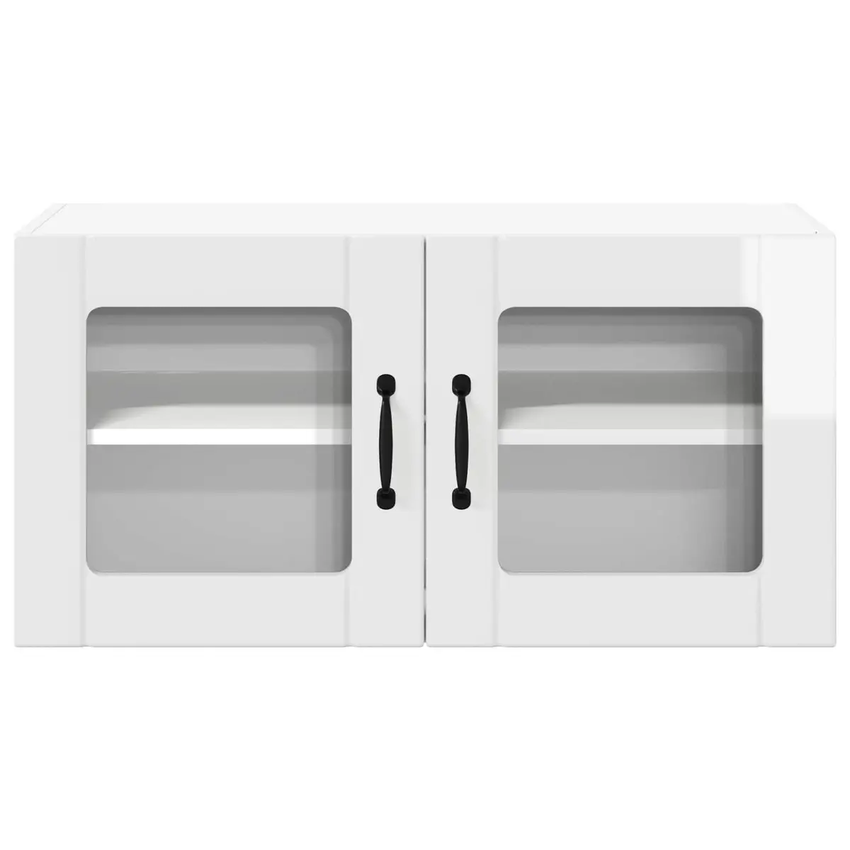 Wall Glass Cabinet Engineered Wood 80cm High Gloss White Modern Kitchen Furniture