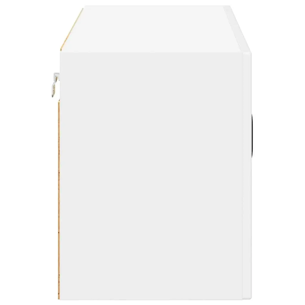 Wall Glass Cabinet Engineered Wood 80cm High Gloss White Modern Kitchen Furniture