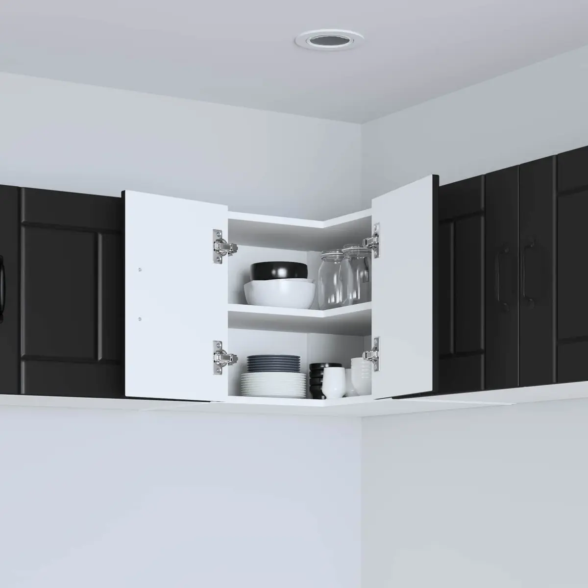 Black Corner Cabinet for Kitchen Spaces