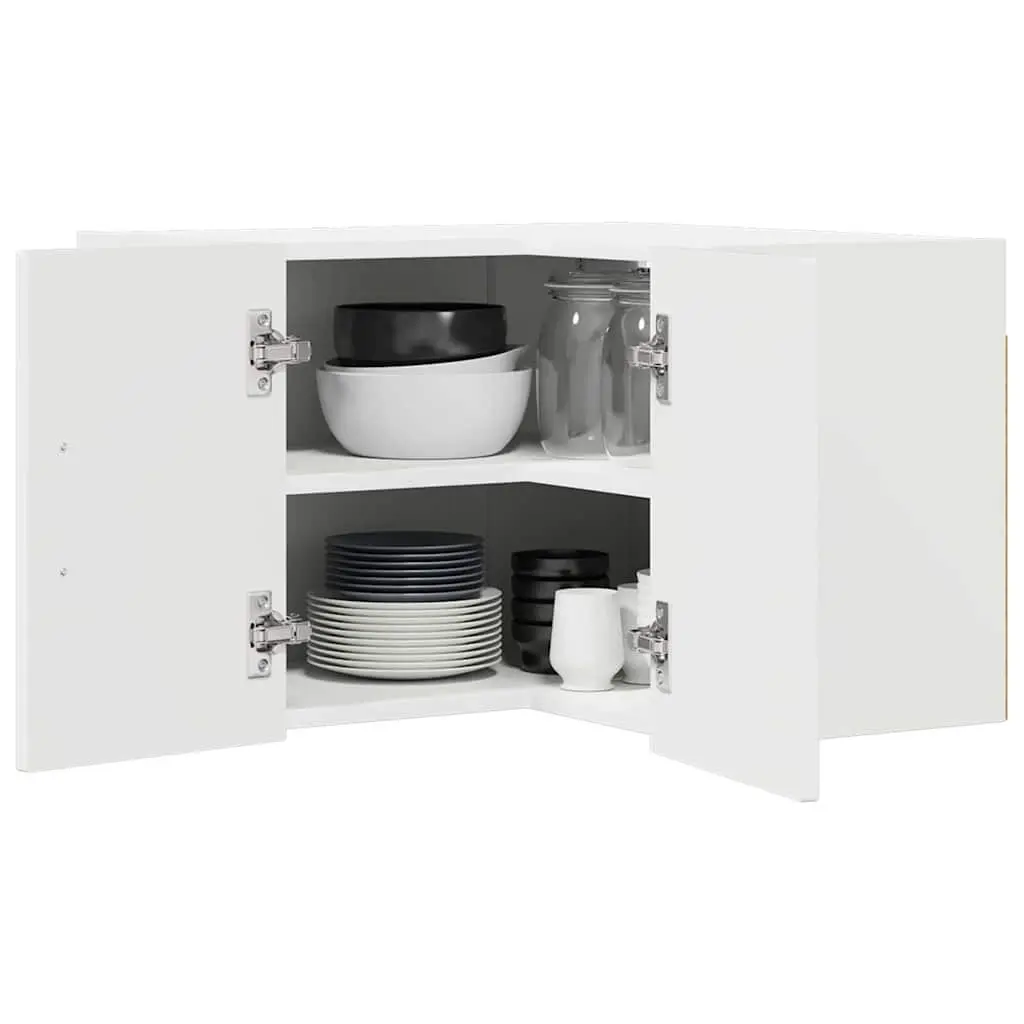 Wall Corner Cabinet Engineered Wood 57 x 57 x 40 cm High Gloss White