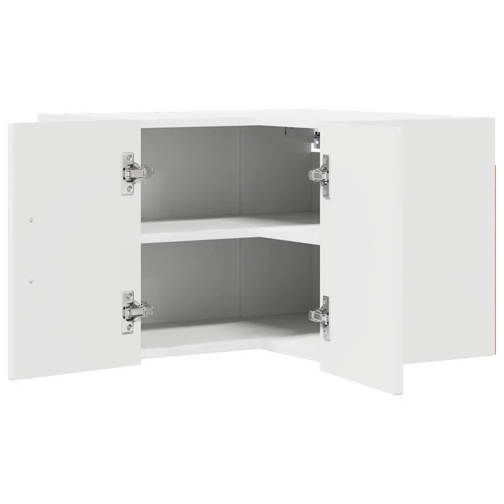 Wall Corner Cabinet Engineered Wood 57 x 57 x 40 cm High Gloss White