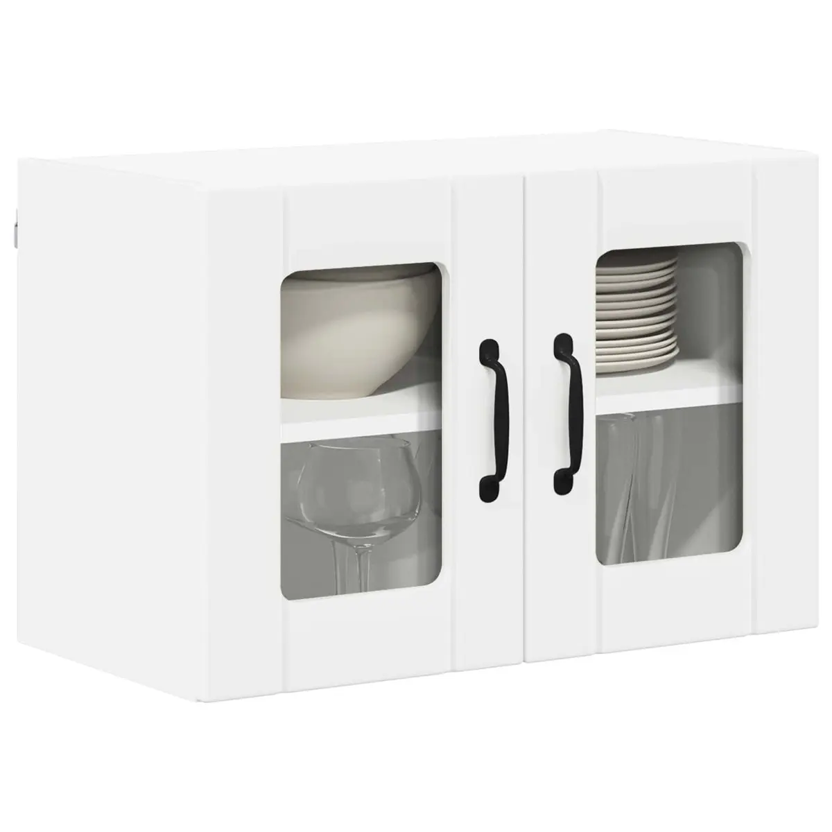 Wall Glass Cabinet Engineered Wood 60x31x40cm White Modern Storage Unit