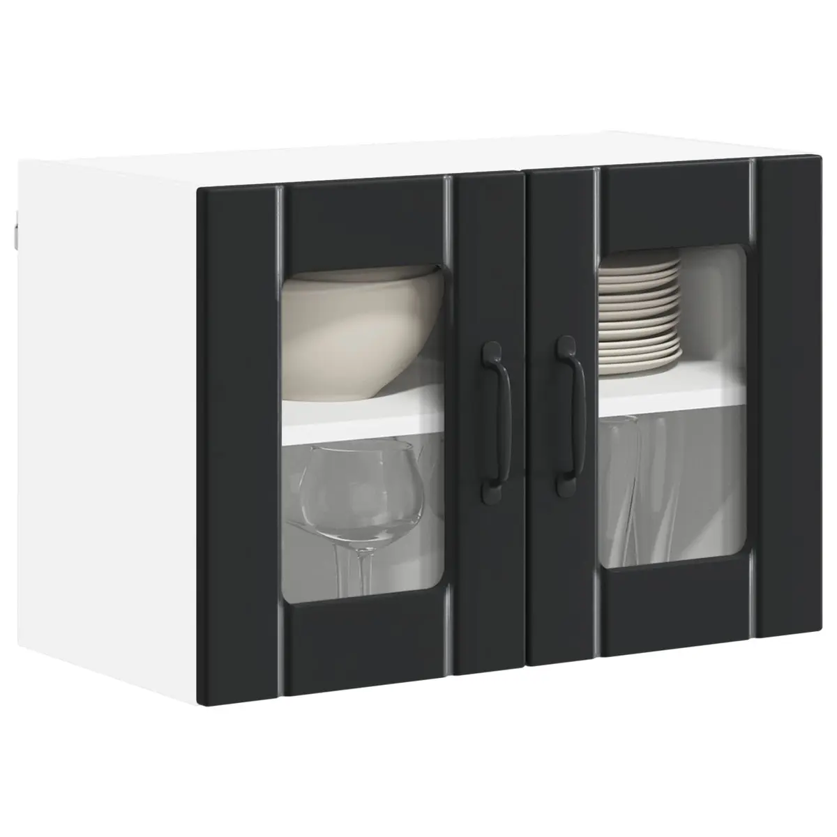 Wall Glass Cabinet Black Kitchen Storage Unit 60 x 31 x 40 cm Modern Design
