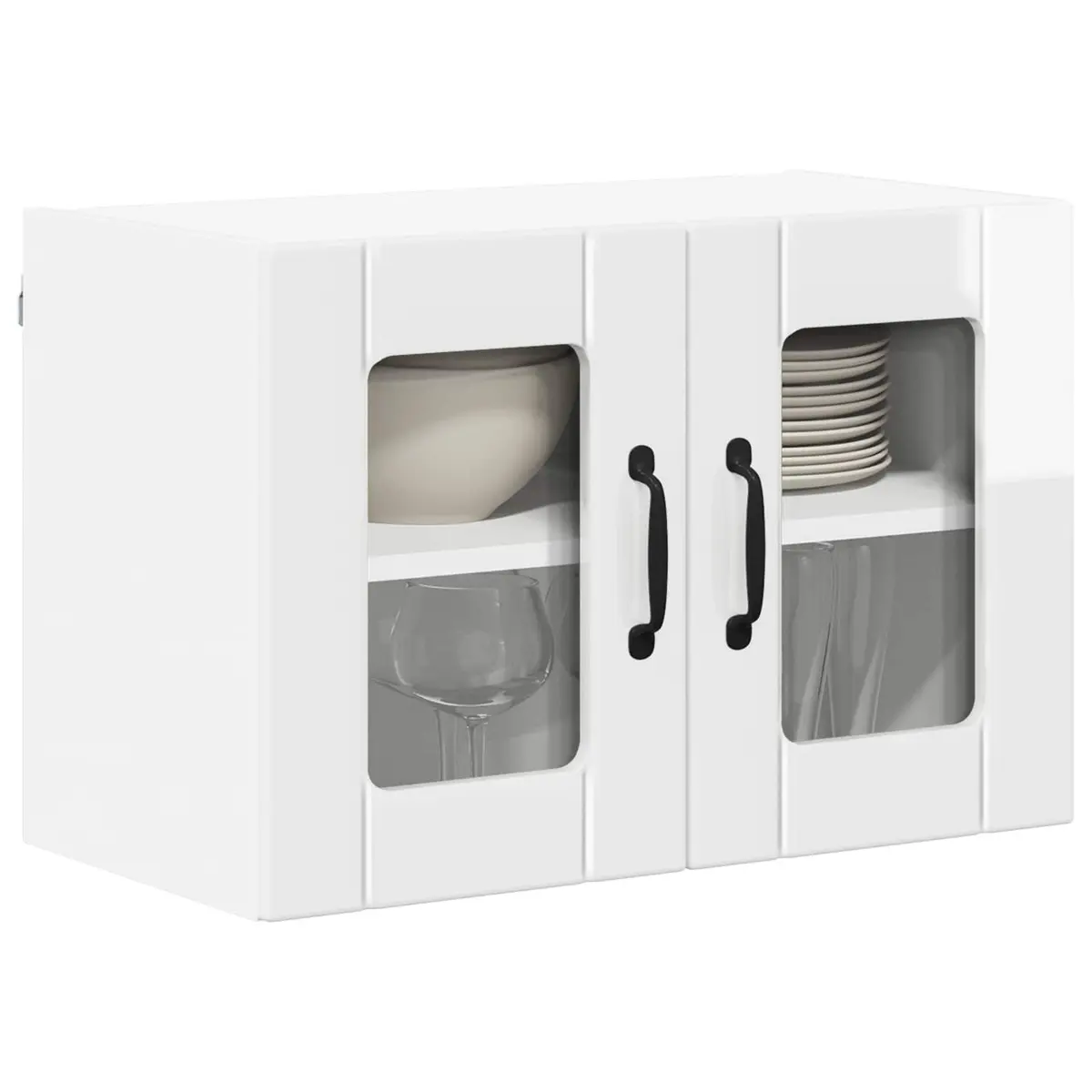 Wall Glass Cabinet Engineered Wood 60 x 31 x 40 cm High Gloss White