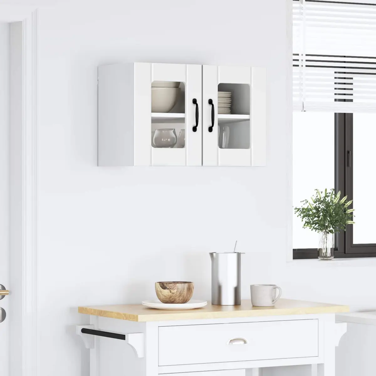 Wall Glass Cabinet Engineered Wood 60 x 31 x 40 cm High Gloss White