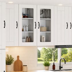 Practical White Wall Glass Cabinet for Every Kitchen
