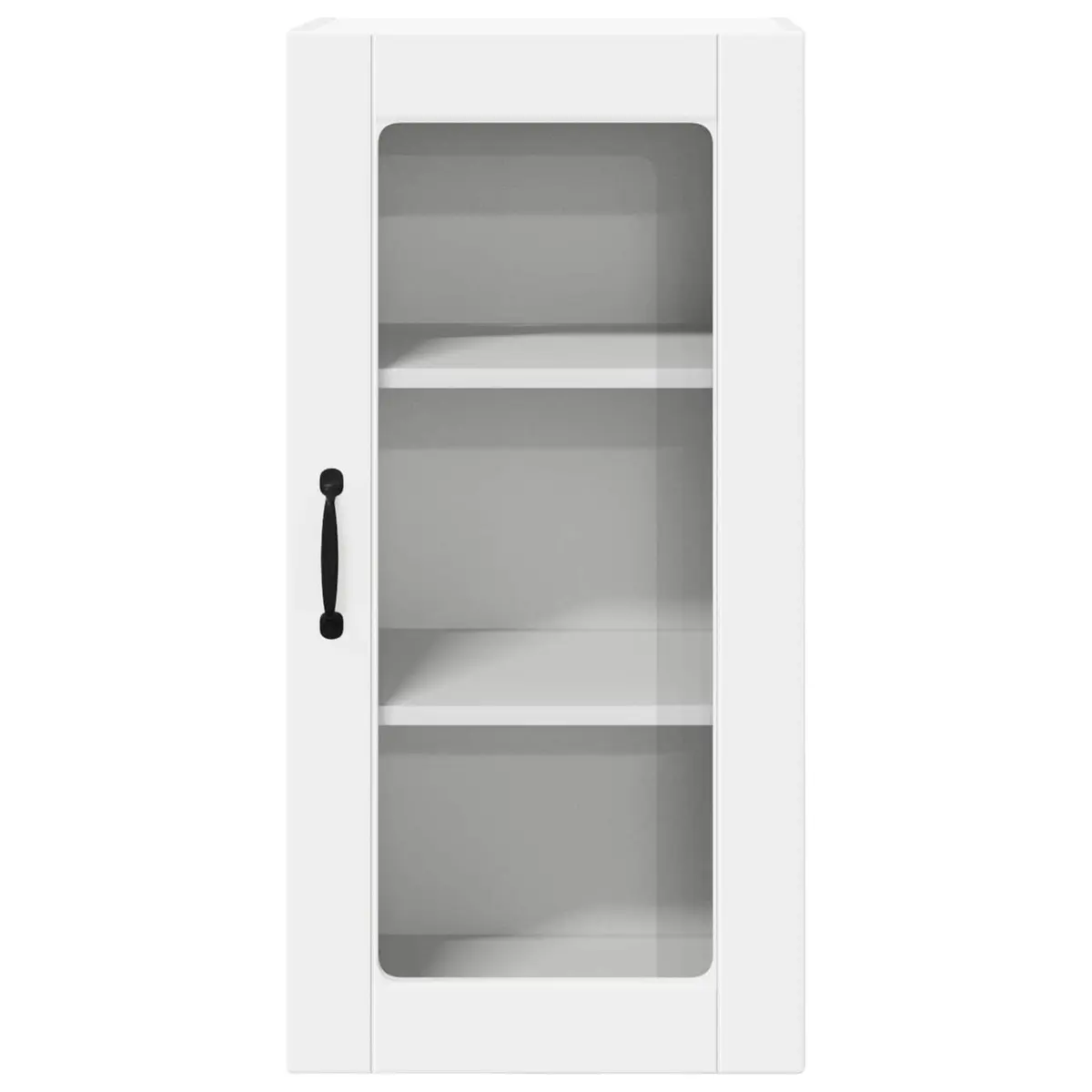 Glass Wall Cabinet Engineered Wood Modern White 40x31x80cm Kitchen Storage