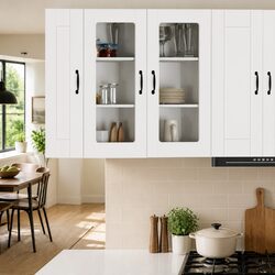 Practical White Glass Cabinet for Kitchen Use