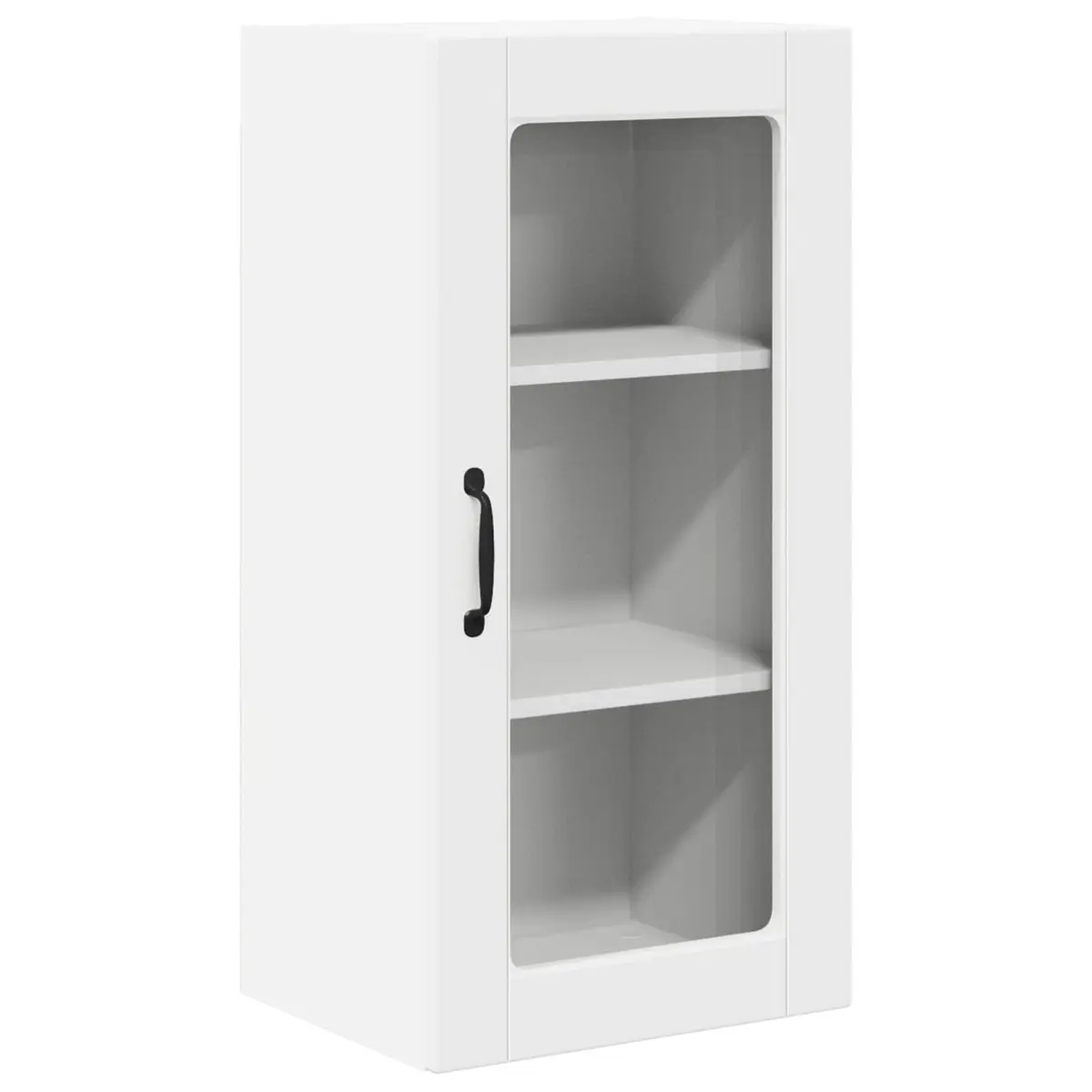White Engineered Wood Wall-Mounted Glass Cabinet 40 x 31 x 80 cm Modern Kitchen Storage Unit