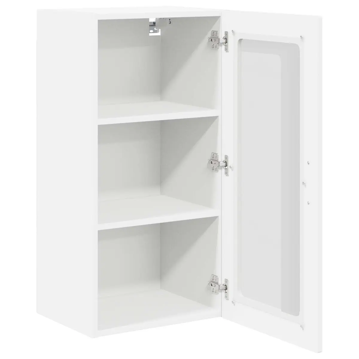 White Engineered Wood Wall-Mounted Glass Cabinet 40 x 31 x 80 cm Modern Kitchen Storage Unit
