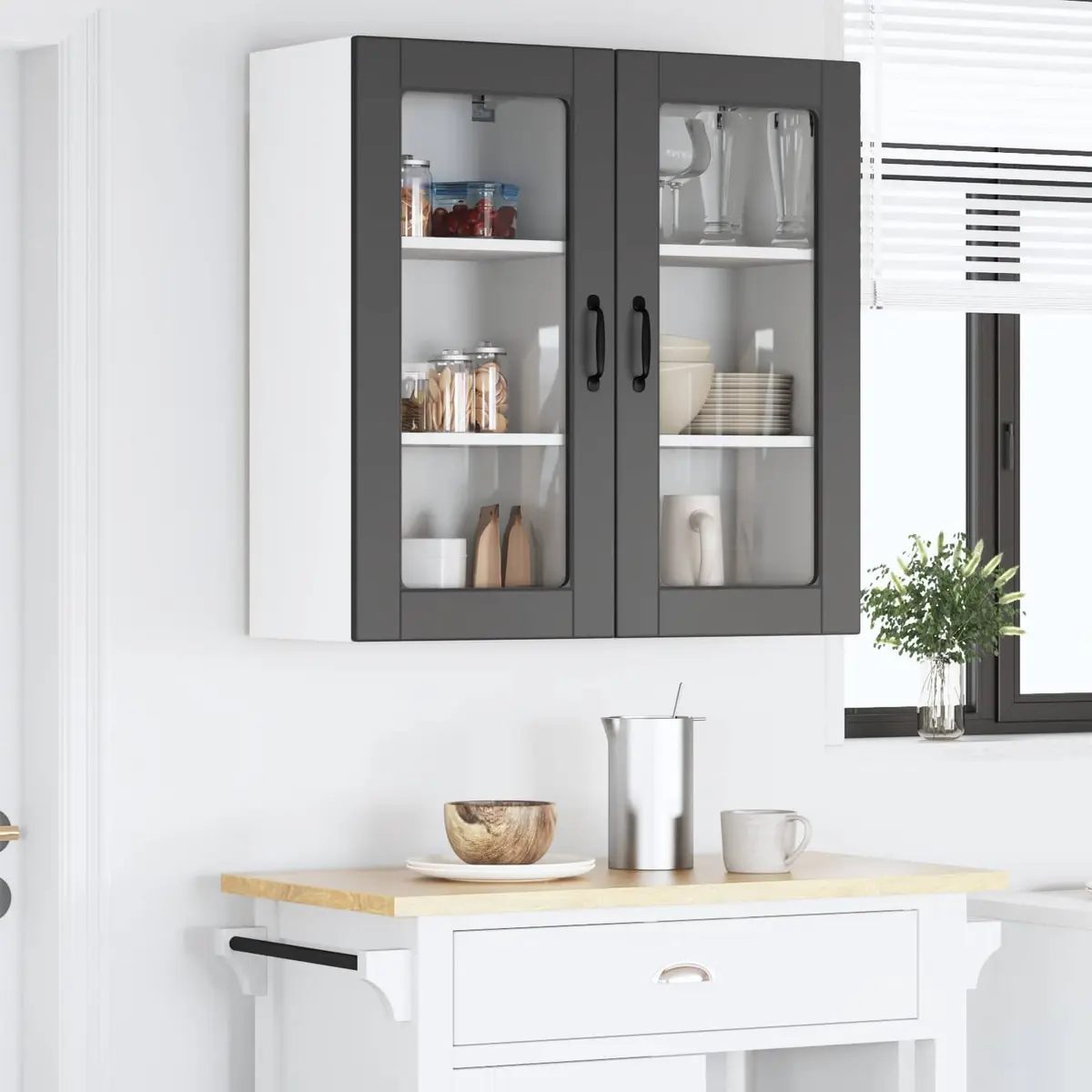 Wall Glass Cabinet for Kitchen Storage