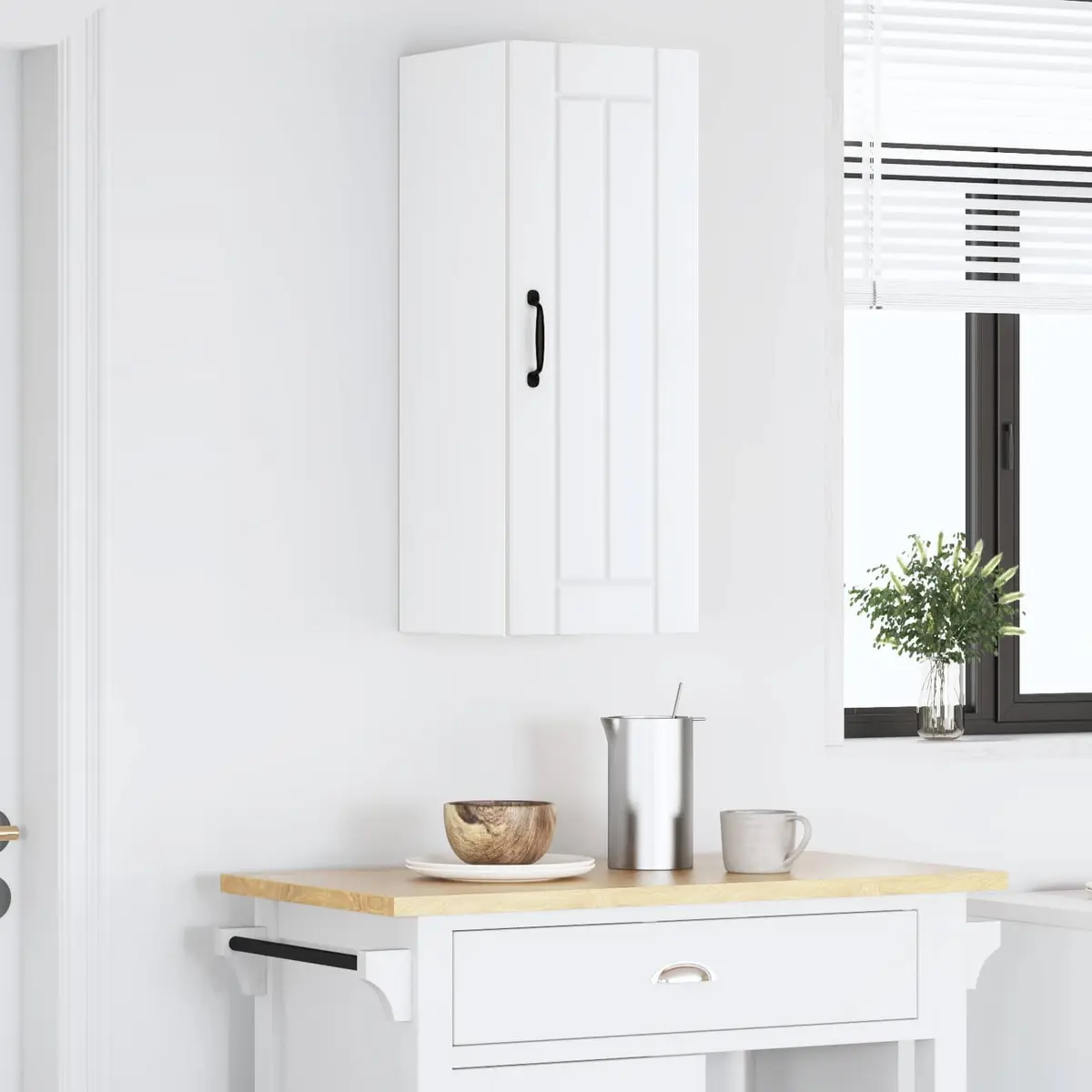 White Wall Cabinet for Kitchen Use 30 x 31 x 80 cm