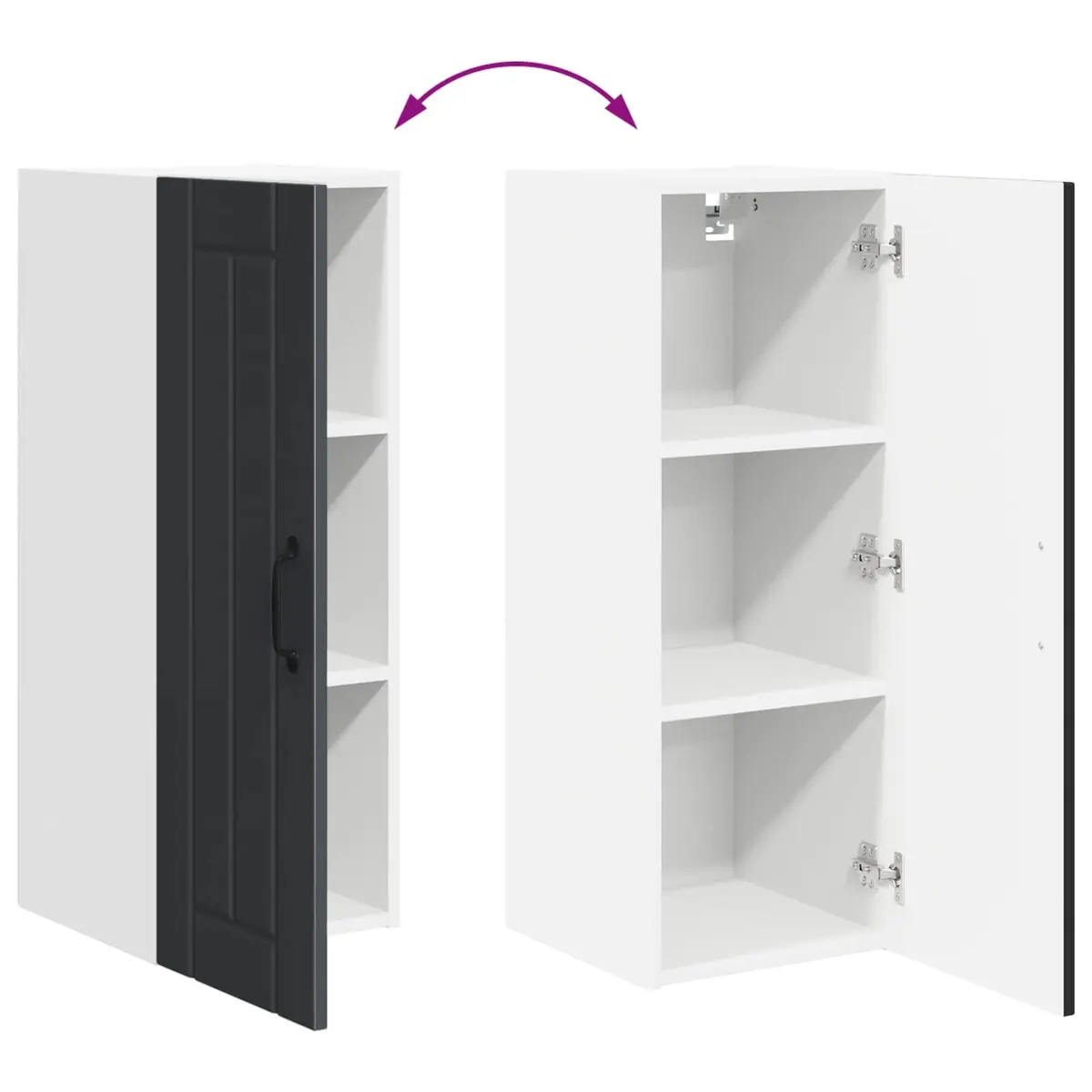 Wall Cabinet Kitchen Storage Unit Black Engineered Wood 30 x 31 x 80 cm