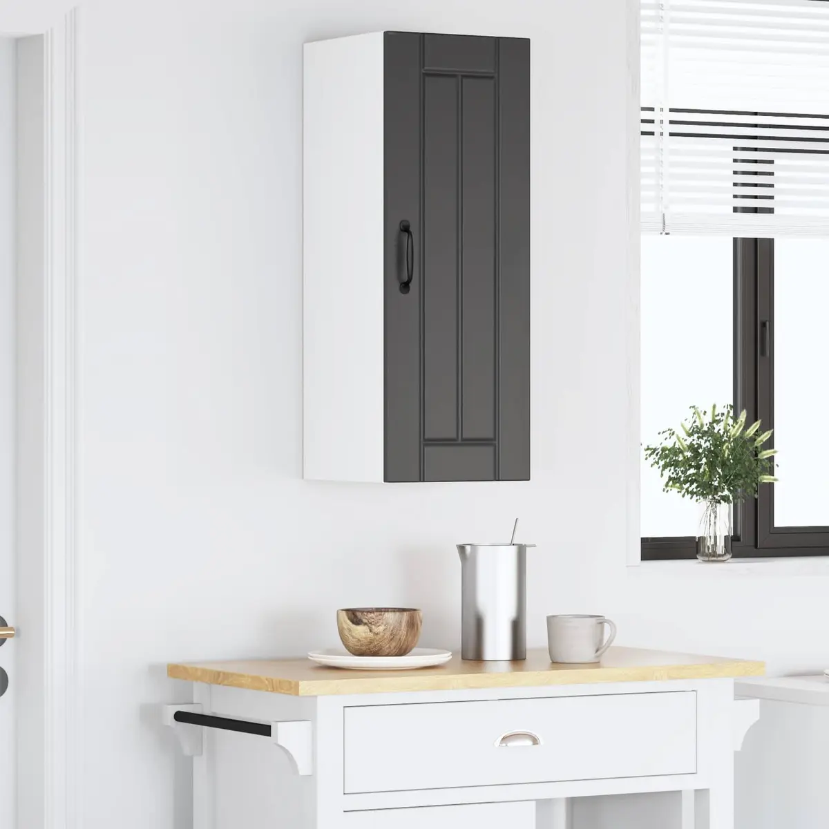 Wall Cabinet Kitchen Storage Unit Black Engineered Wood 30 x 31 x 80 cm