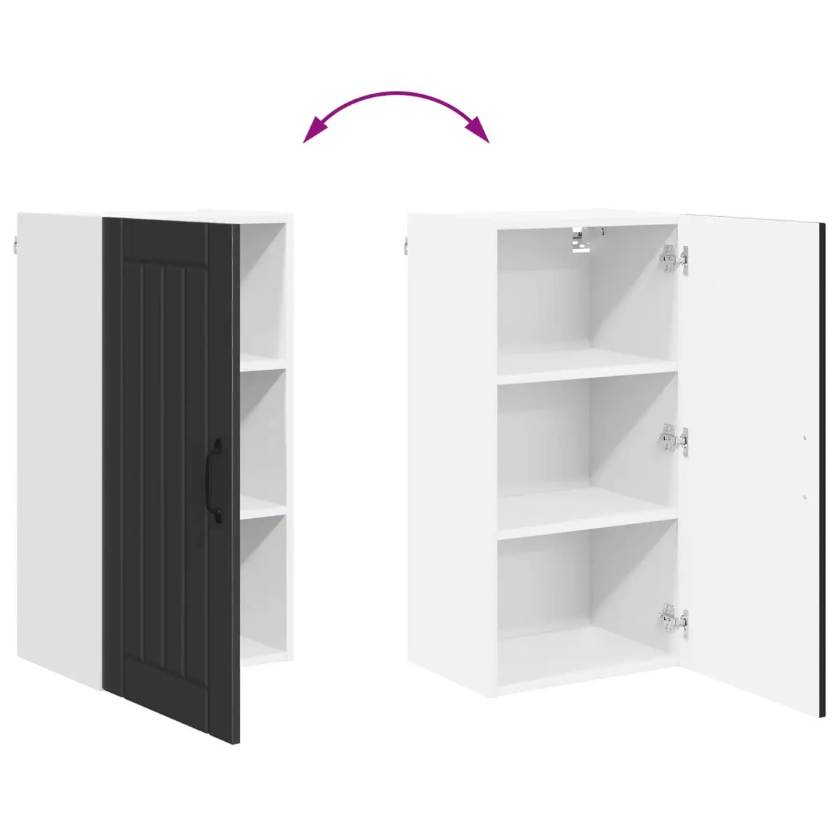 Wall Cabinet Engineered Wood Black 40x31x80cm Kitchen Storage Unit