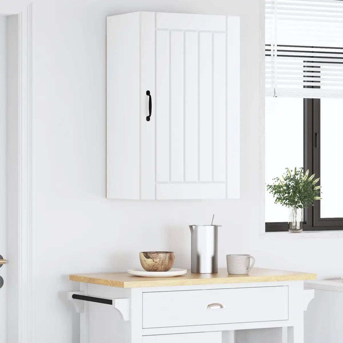 Engineered Wood Wall Cabinet Kitchen Storage Unit 50 x 31 x 80 cm White Modern