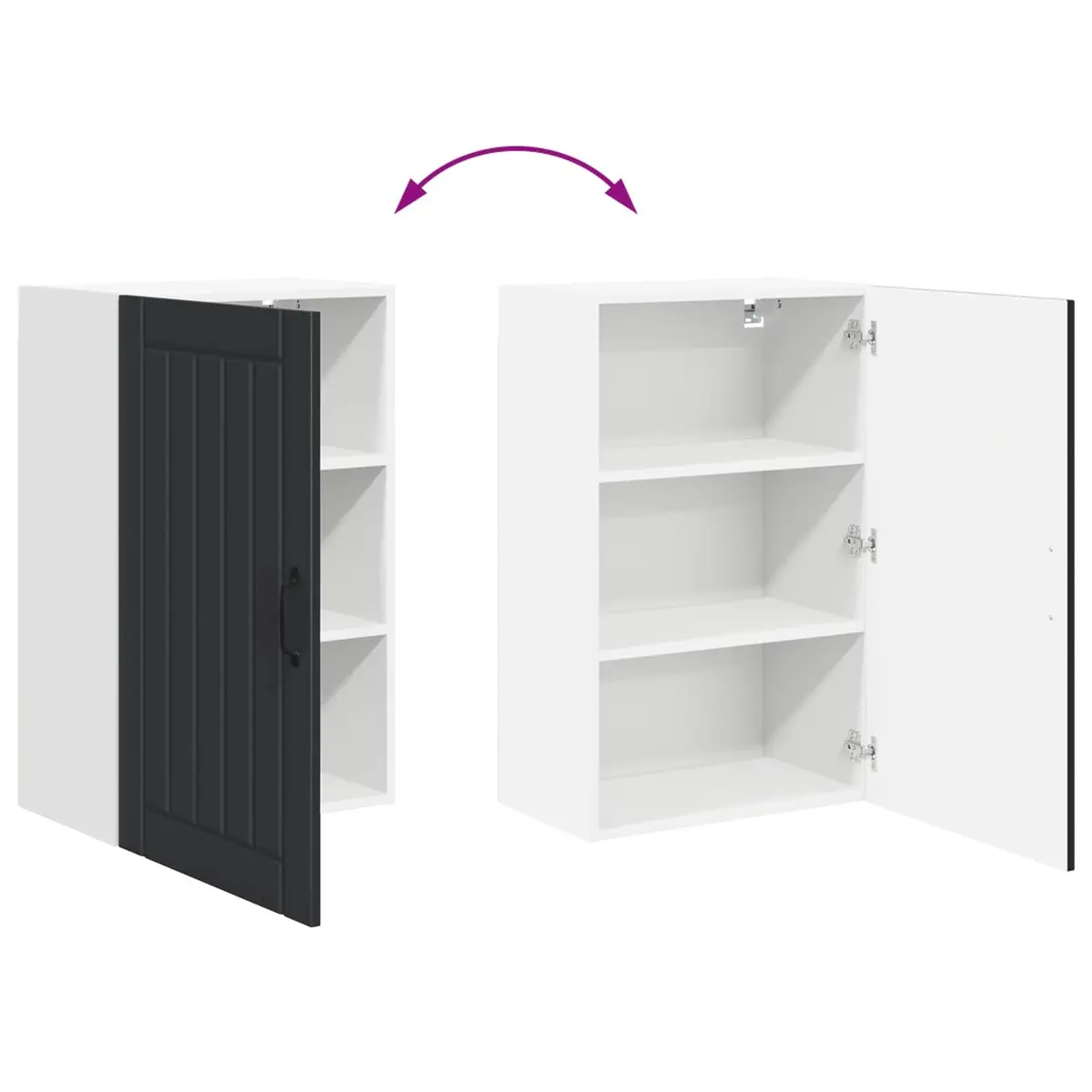 Wall Cabinet Kitchen Storage Dishwasher Panel Black Engineered Wood Furniture