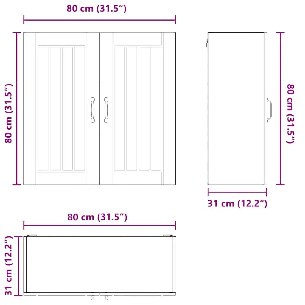 Kitchen Cabinet Engineered Wood Rectangular High Gloss White 80x31x80cm