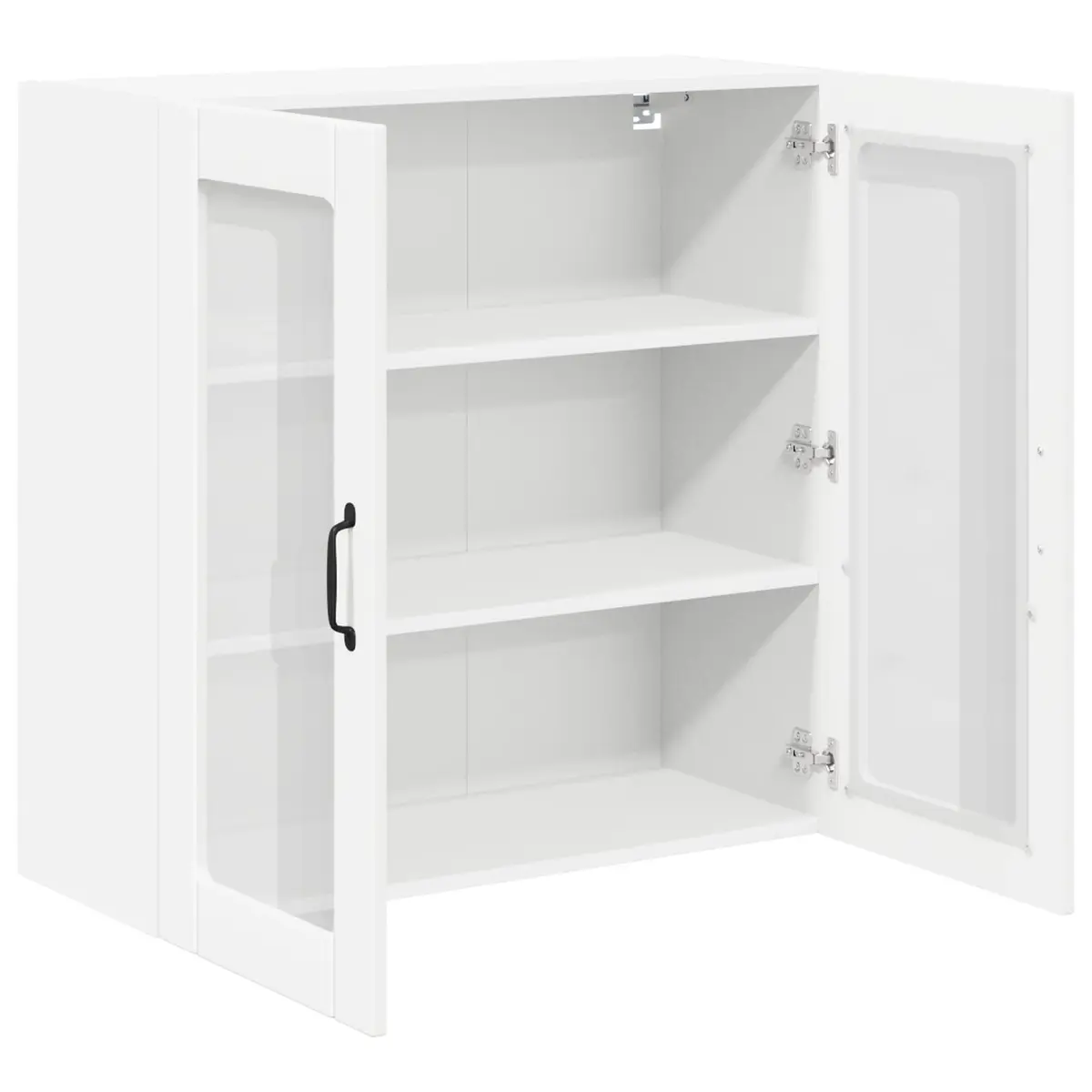 Wall Mounted Kitchen Cabinet Engineered Wood White 80x31x80cm Storage Unit with Glass Front Panel