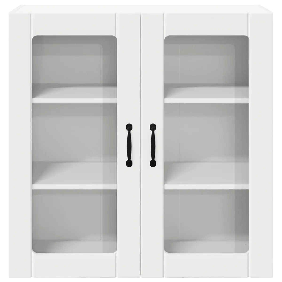 Wall Mounted Kitchen Cabinet Engineered Wood White 80x31x80cm Storage Unit with Glass Front Panel