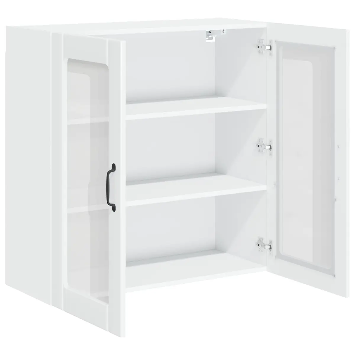 Glass Wall Cabinet High Gloss White Engineered Wood 80x31x80cm Kitchen Storage