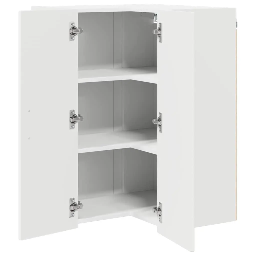 Wall Corner Cabinet White Engineered Wood Kitchen Storage Cupboard 57x57x80cm
