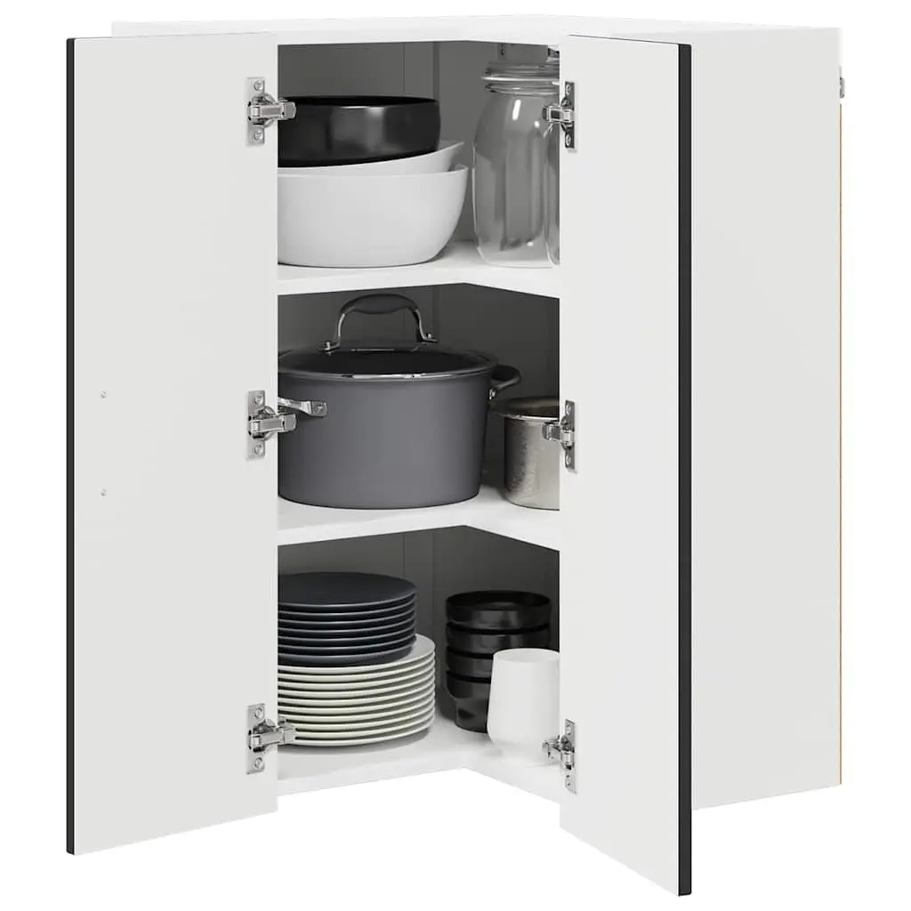 Wall Corner Cabinet Black Kitchen Storage 57x57x80cm Engineered Wood Furniture