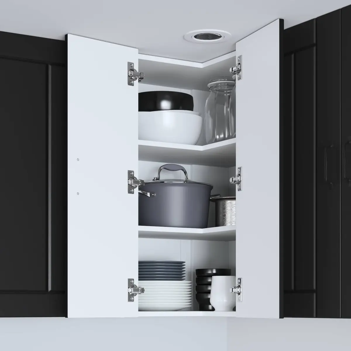 Wall Corner Cabinet Black Kitchen Storage 57x57x80cm Engineered Wood Furniture
