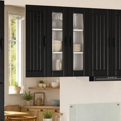 Practical Wall Glass Cabinet for Contemporary Kitchens