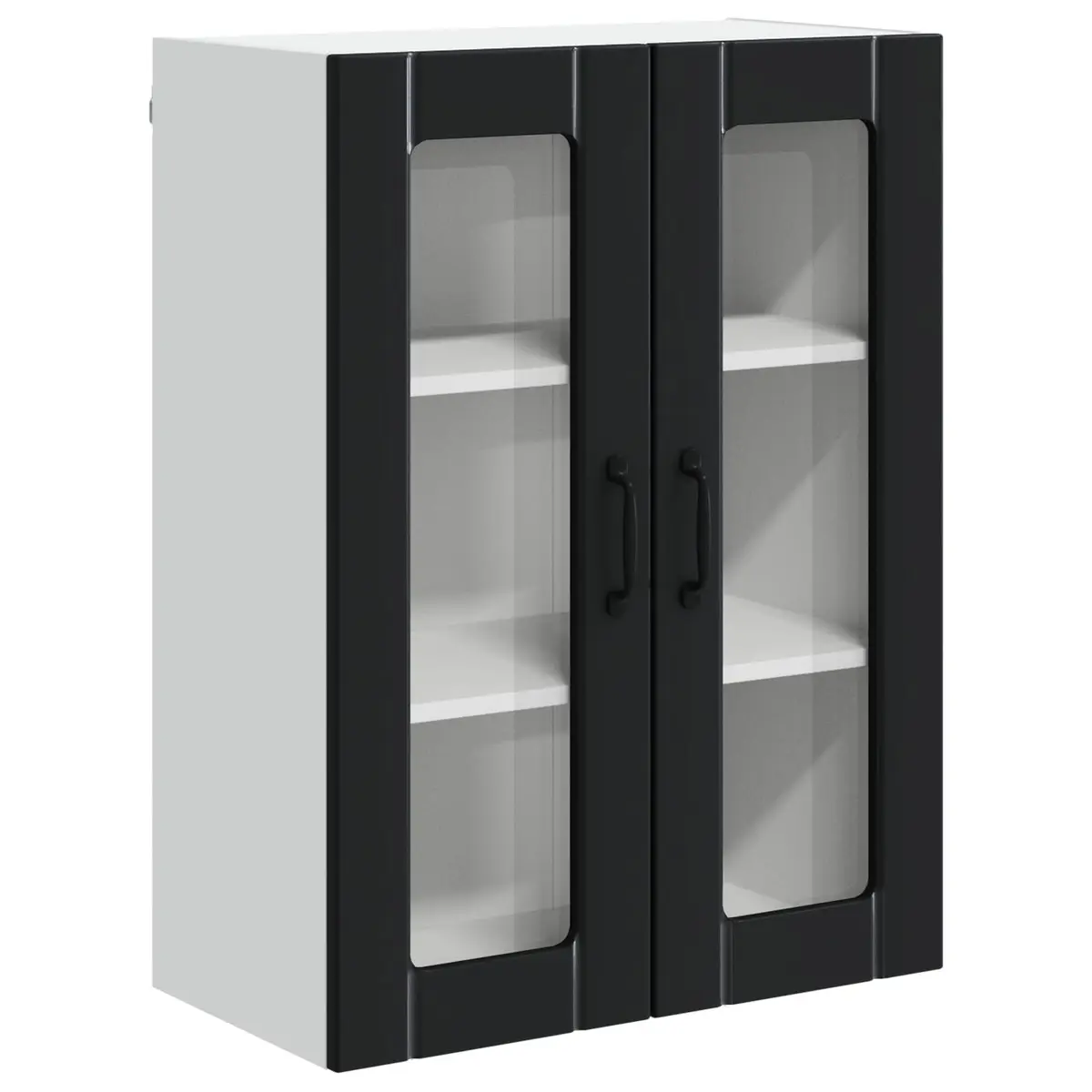 Wall Glass Cabinet Engineered Wood 60 x 31 x 80 cm Black Kitchen Storage Modern Furniture
