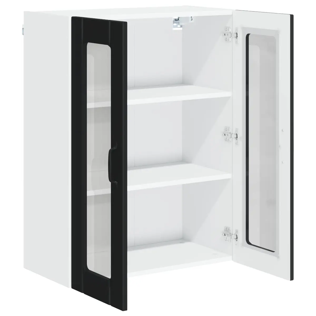 Wall Glass Cabinet Engineered Wood 60 x 31 x 80 cm Black Kitchen Storage Modern Furniture