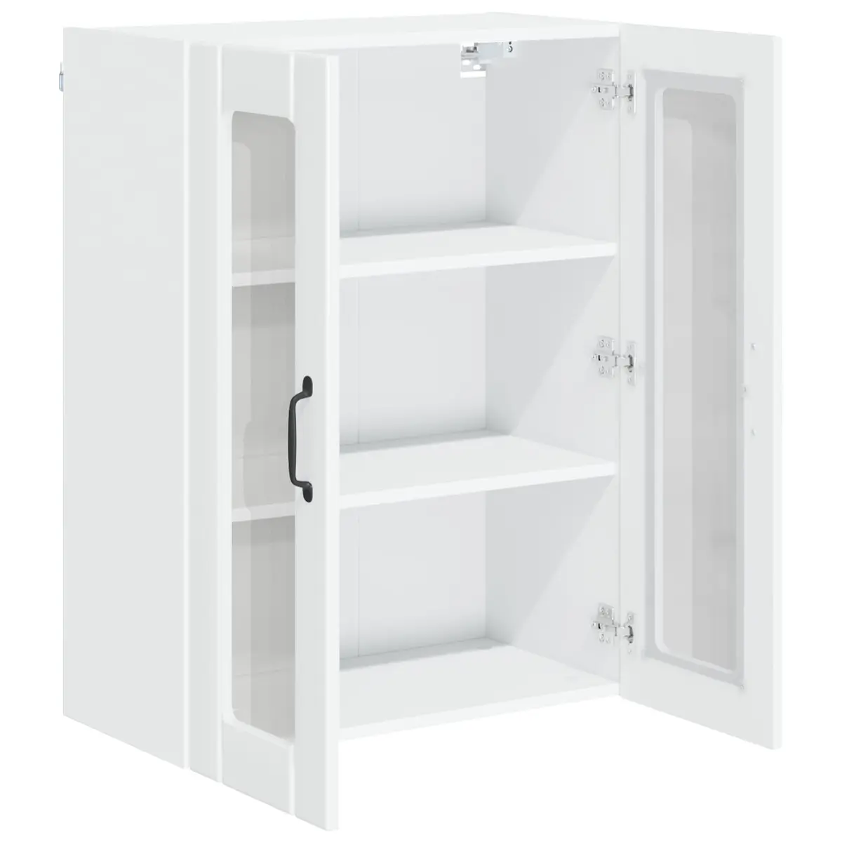 High Gloss White Wall Cabinet Engineered Wood 60x31x80cm Rectangular Kitchen Storage Unit