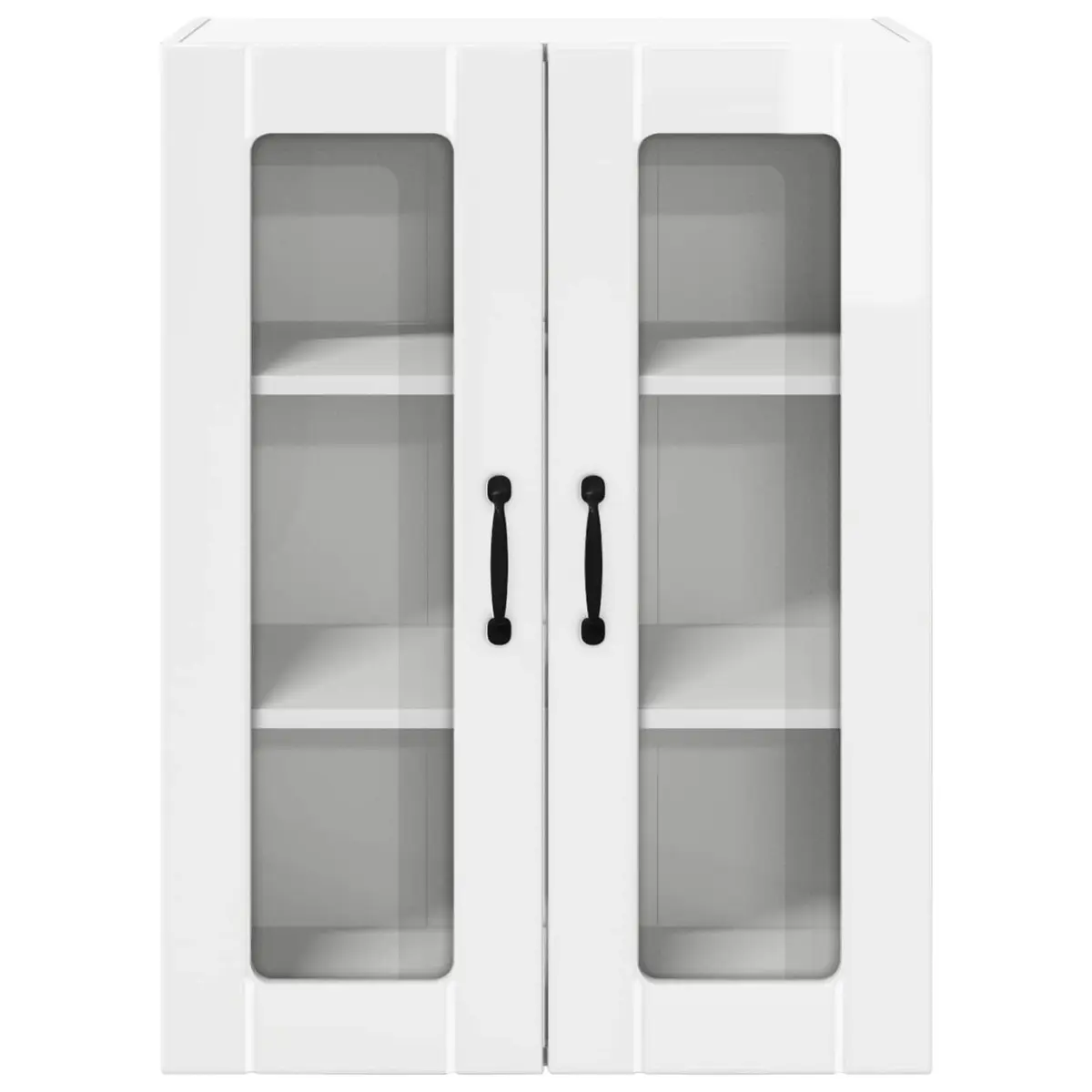 High Gloss White Wall Cabinet Engineered Wood 60x31x80cm Rectangular Kitchen Storage Unit