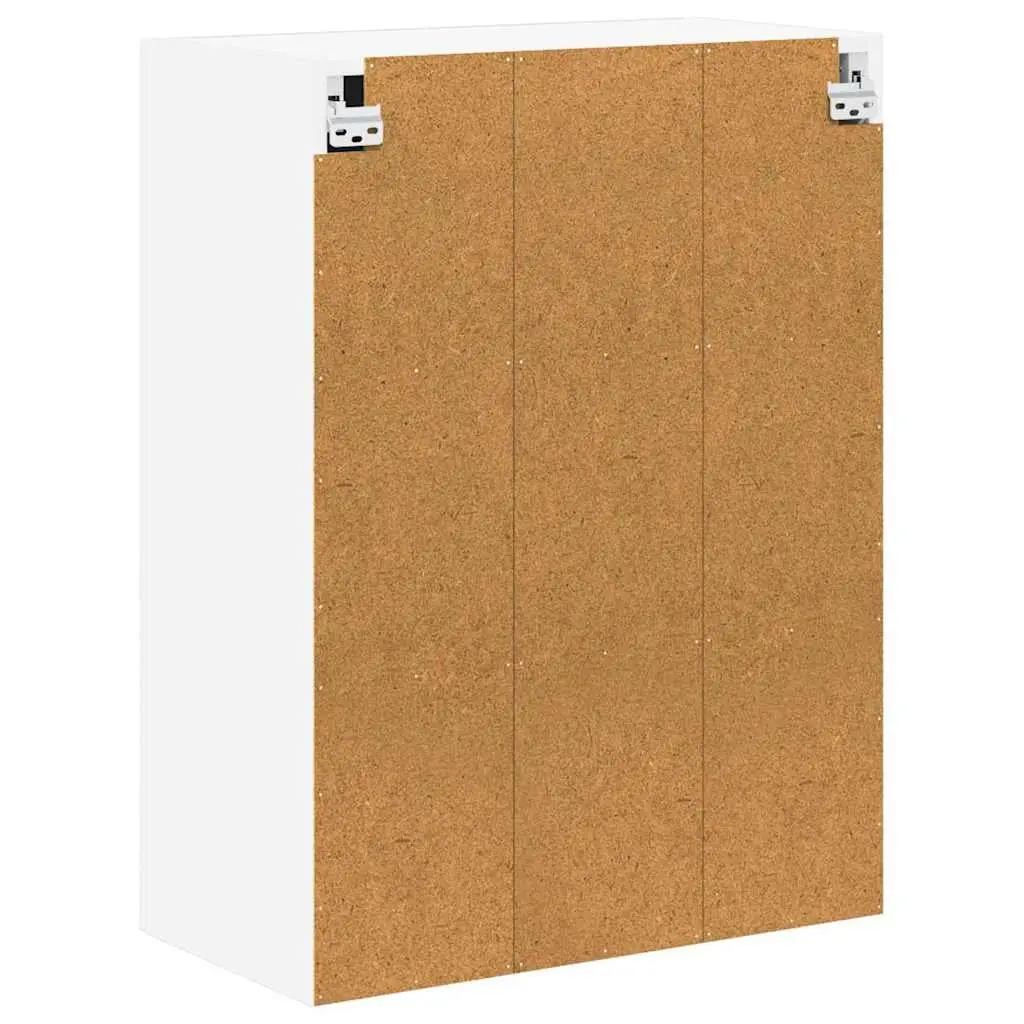 High Gloss White Wall Cabinet Engineered Wood 60x31x80cm Rectangular Kitchen Storage Unit