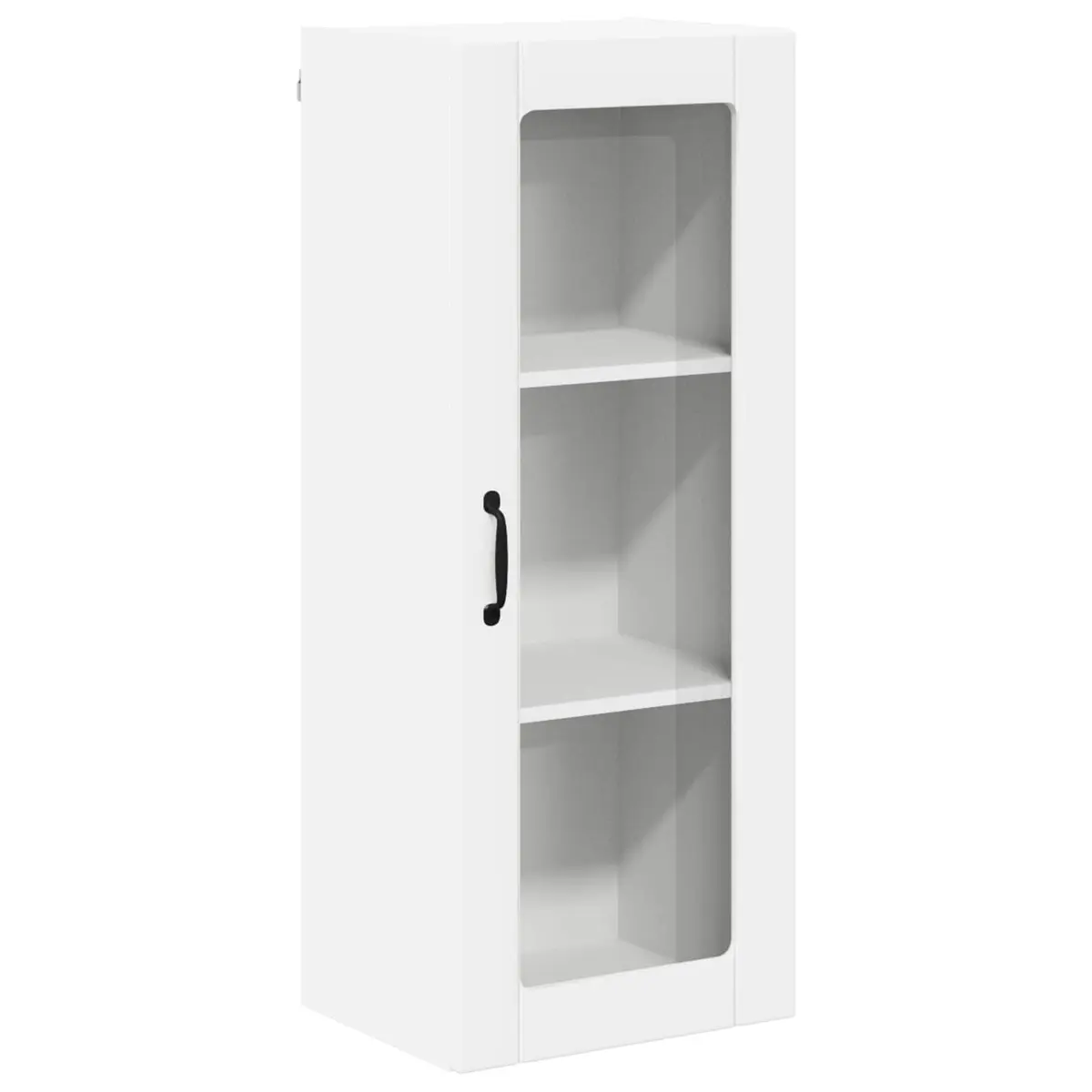 Glass Wall Cabinet Engineered Wood White 40x31x100cm Modern Kitchen Storage Unit