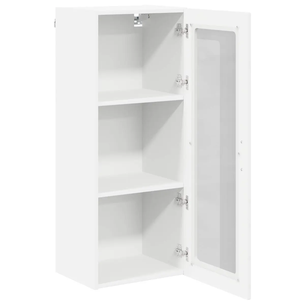 Glass Wall Cabinet Engineered Wood White 40x31x100cm Modern Kitchen Storage Unit