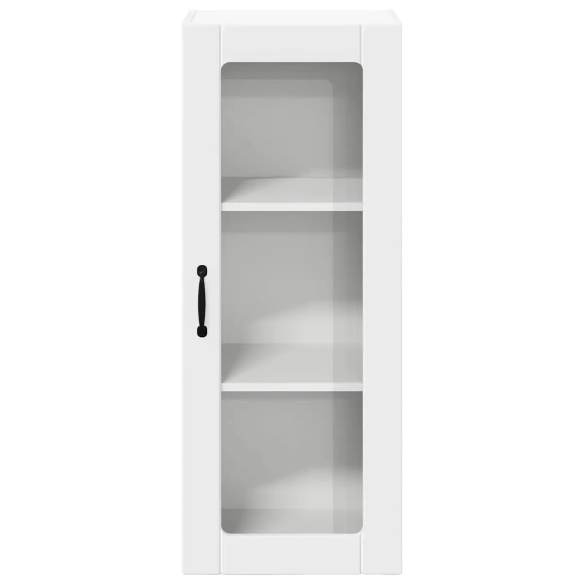 Glass Wall Cabinet Engineered Wood White 40x31x100cm Modern Kitchen Storage Unit