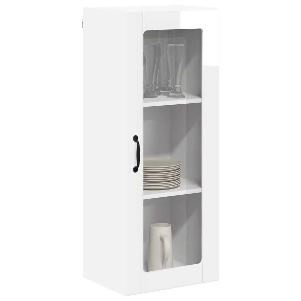 Wall Cabinet Engineered Wood 40 x 31 x 100 cm High Gloss White Modern Kitchen Storage