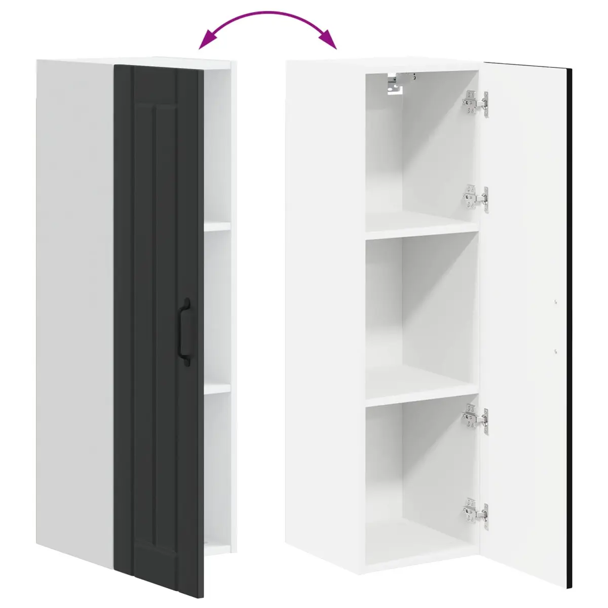 Wall Cabinet Kitchen Storage Engineered Wood Black 30 x 31 x 100 cm Dishwasher