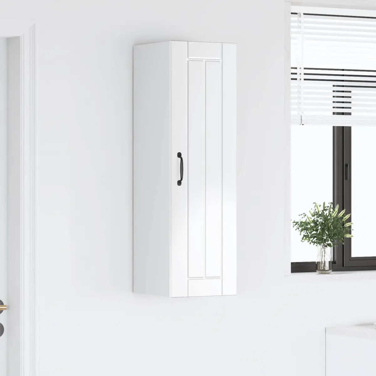 Wall Cabinet Engineered Wood 30 x 31 x 100 cm High Gloss White Modern